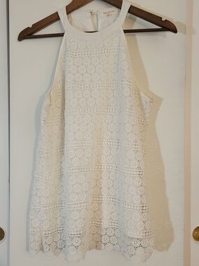 Solitaire White Crochet Halter Dress